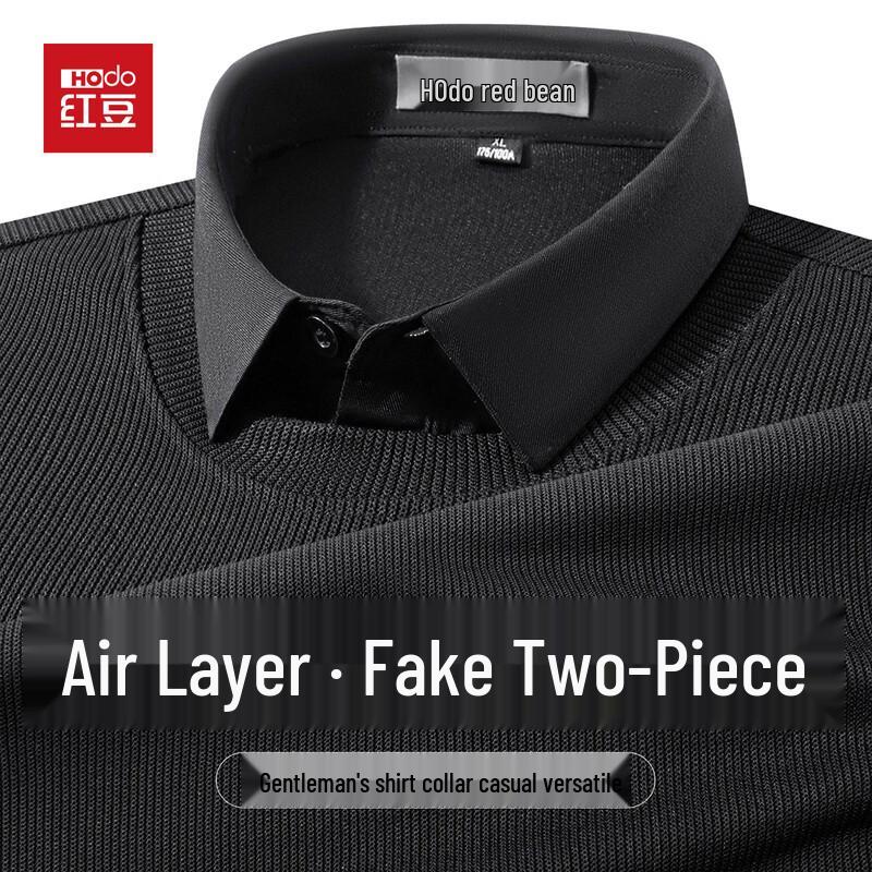 

Hodo Men s Faux Two-Piece Shirt Collar Sweater M
