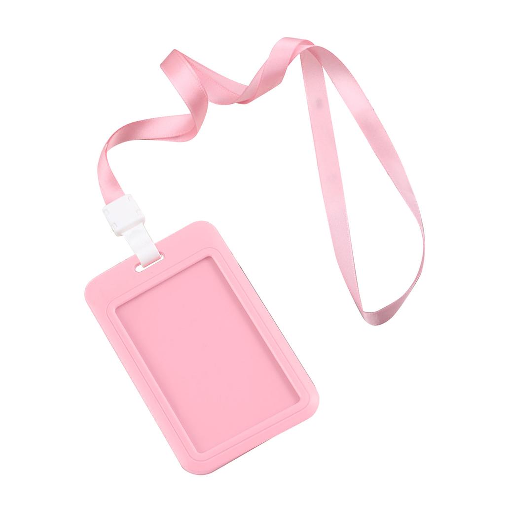 Badge Holder Bright Color Thick Sturdy ABS Rounded Corner Waterproof Bus Card Holder with Lanyard