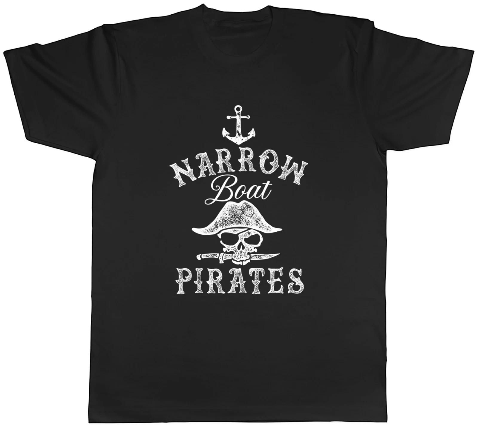 Funny Narrowboat Pirate Waterway Boat Skull Mens T-Shirt Tee Gift Top XXL
