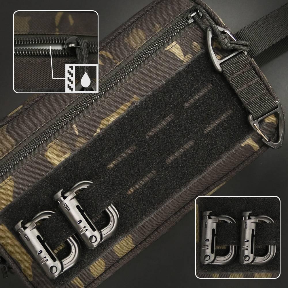 Waterproof Tactical Molle Admin Pouch with Carabiner and Keychain Laser Cut EDC Modular Horizontal Utility Tool Pouch Bag