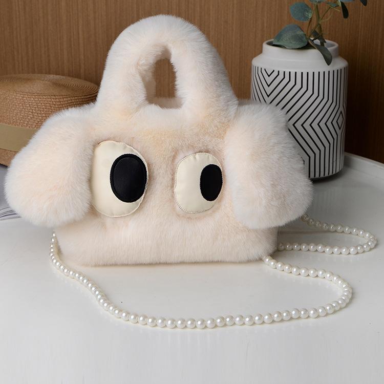 New autumn and winter plush bag cute big-eyed puppy tote bag shoulder bag crossbody sideways eye puppy bag