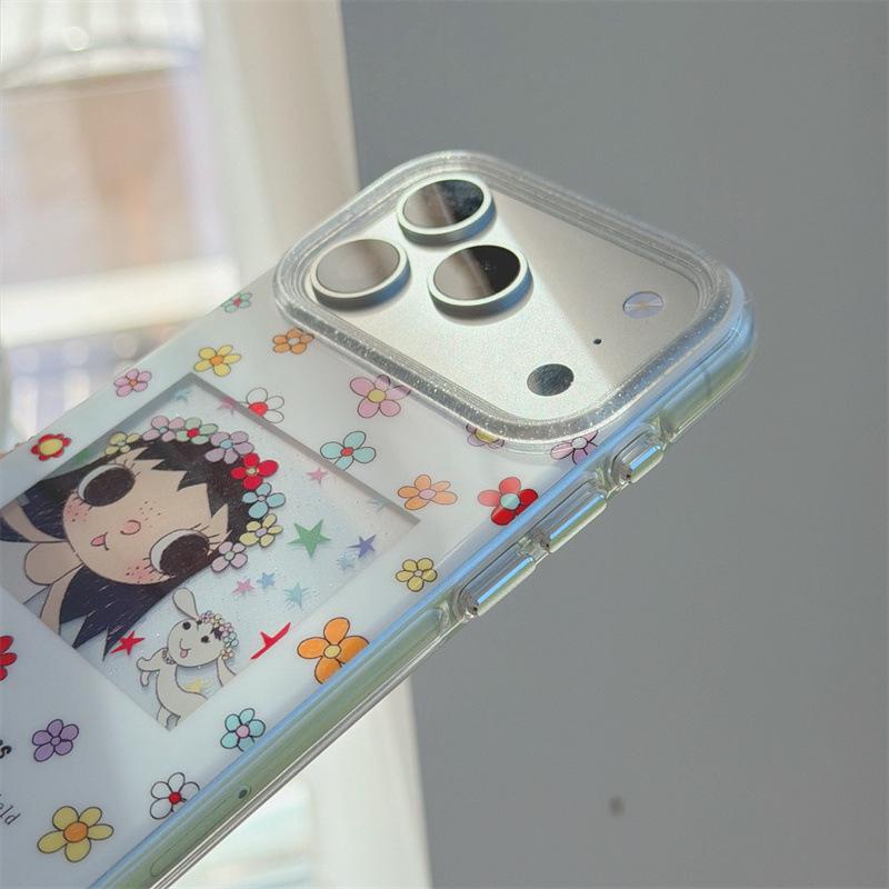 High-End Cartoon Flowers Frame iPhone Case for Girls - Compatible with iPhone 17, 16 Pro Max, 15, 14