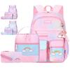 3pcs/set Kids School Backpack for Girls with Lunch Box Pencil Case Set Elementary Primary Middle High College School Bookbags