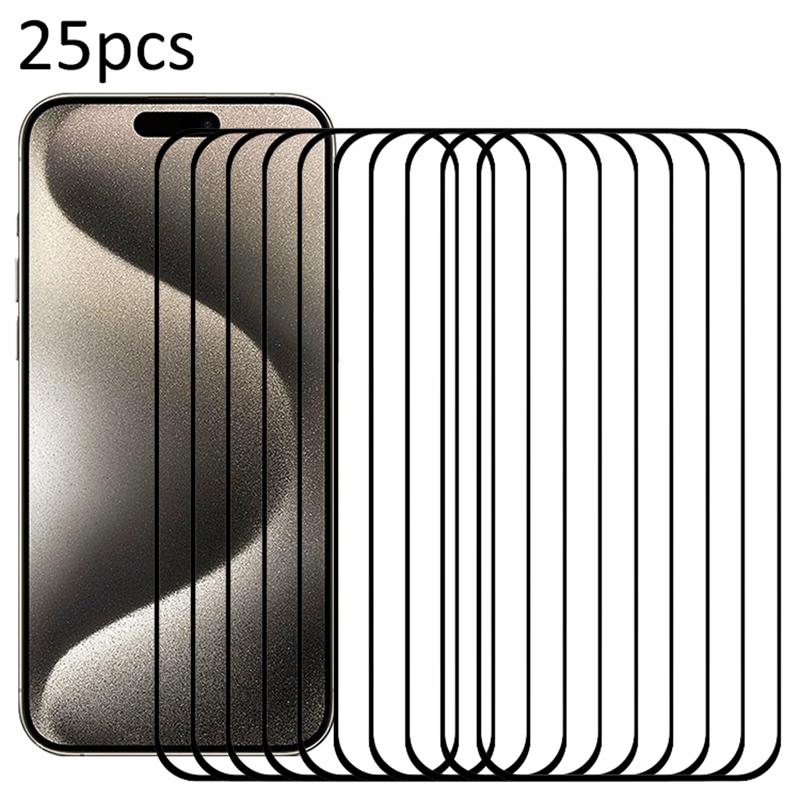 

25Pcs For iPhone 15 Pro Screen Protector Medium Alumina Glass Full Coverage Screen Guard As Shown A