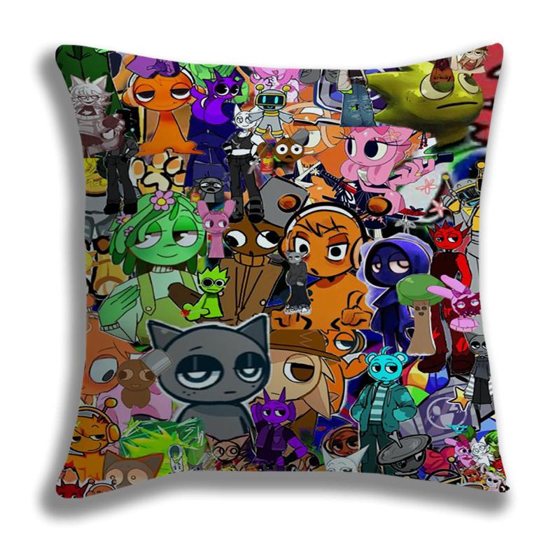 Horror Game Character Pillow Covers Sprunki Cartoon Pillow Case Sofa Decorative Home Single-sided Printing Sprunki Cushion Cover 45cmx45cm