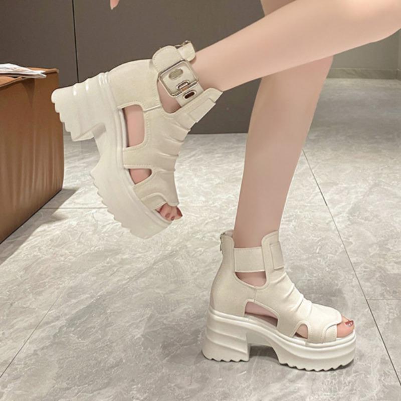 Sommersandalen mit dicken Sohlen und dicken Absätzen für Damen