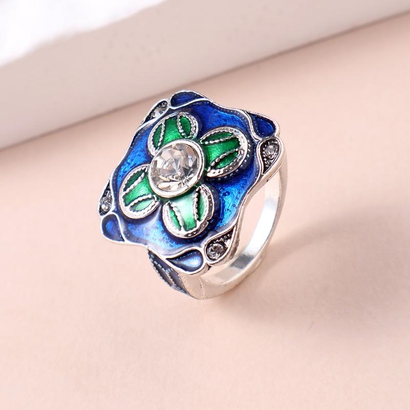 

Huajie Two Tone Sparking Square Zirconia Retro Rings for Women Green/blue Banquet Party Gift Ring Trend 12