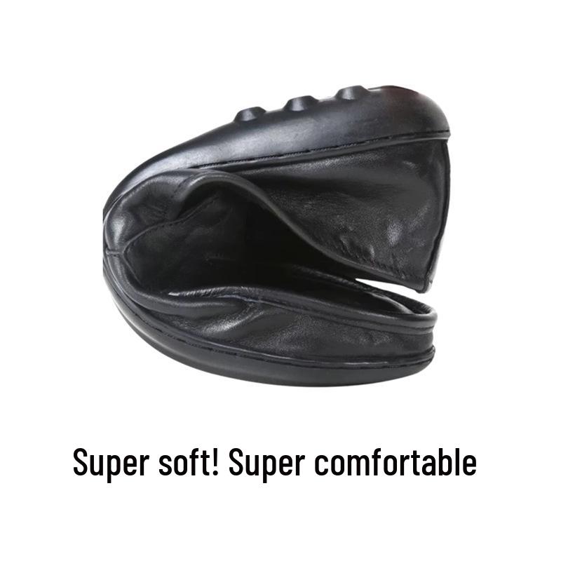 

Men s Genuine Leather Breathable Slip-On Loafers - Soft Sole Casual Summer Shoes 42 чёрный