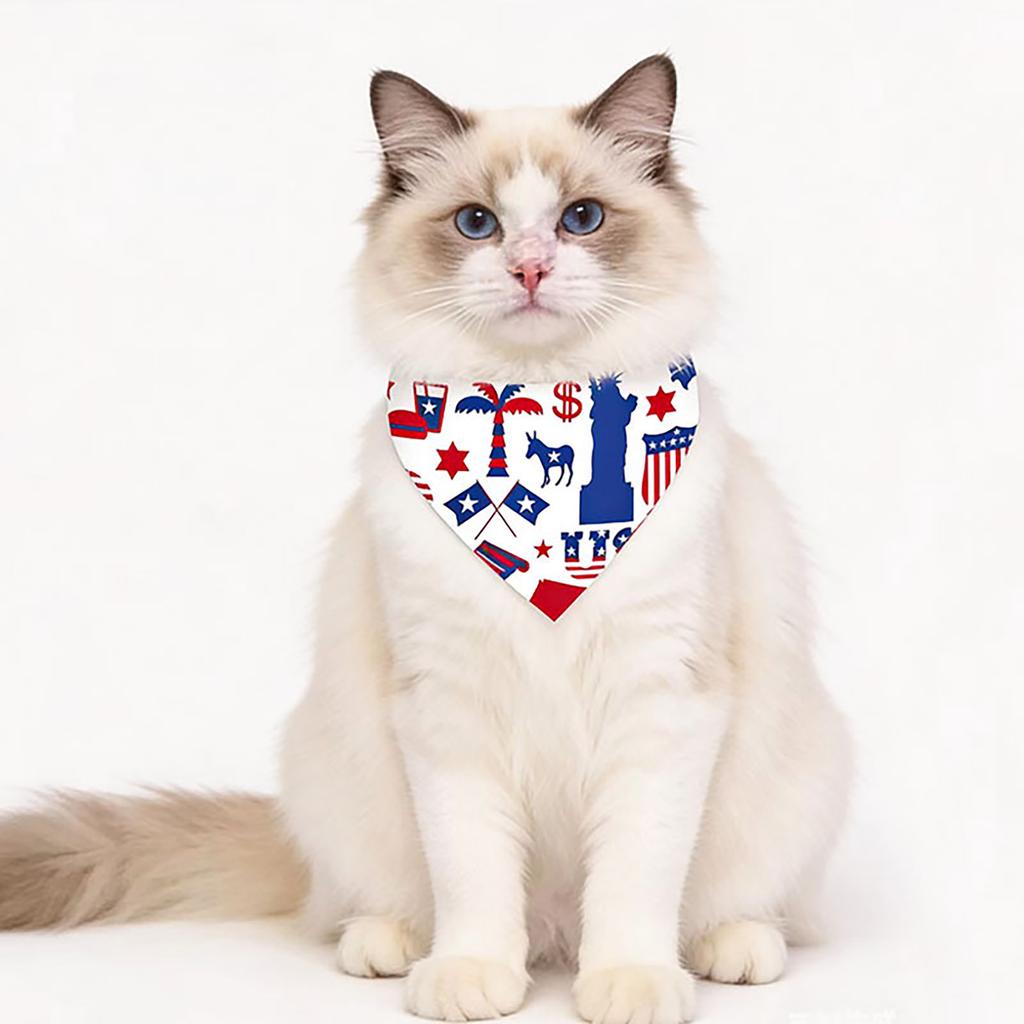 Pet Bandana with Distressed Flag Print Triangular Scarf for Dogs Adjustable Neck Accessory for Independence Day Outdoor Events