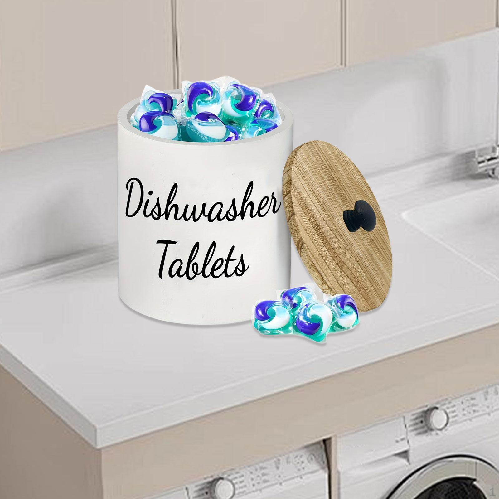 Контейнер для капсул для посудомоечной машины Пылезащитный чехол Универсальный с крышкой Деревянный органайзер для стола белый