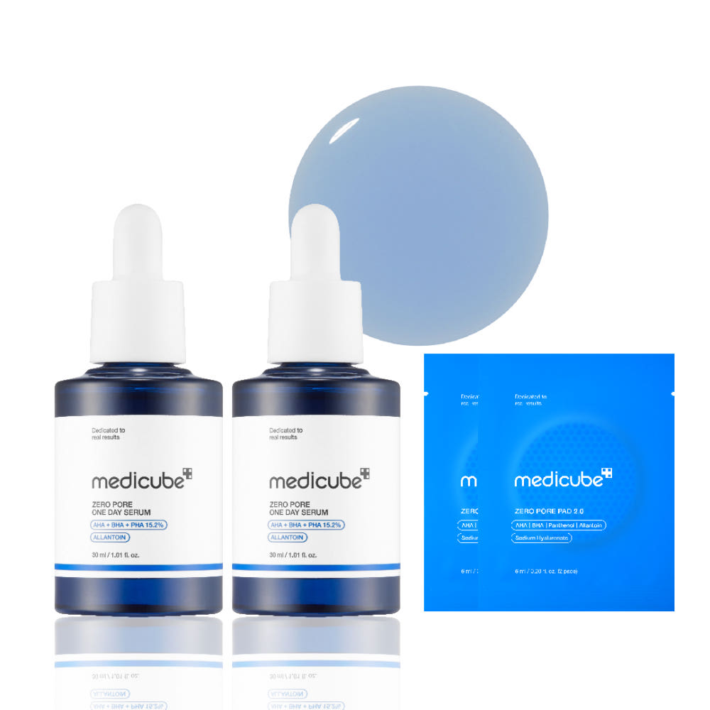 Medicube Zero Pore One Day Serum Pore Care Skin Texture Facial Serum 30ml x2 (+ 4 Pads)