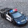1:32 Lambor LP740 Toy Police Cars Alloy Diecast Models with Light Sound Pull Back Miniature Vehicles for Boys Educational Toys