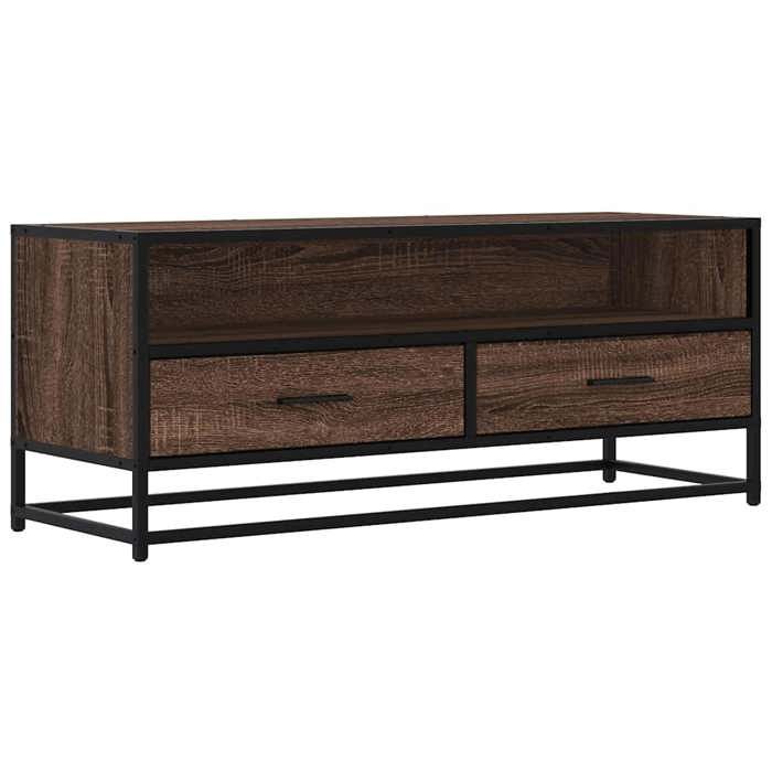 VidaXL Meuble TV chêne marron 100x34,5x40cm bois d'ingénierie et métal, banc TV, meuble hifi, centre de divertissement, 848818