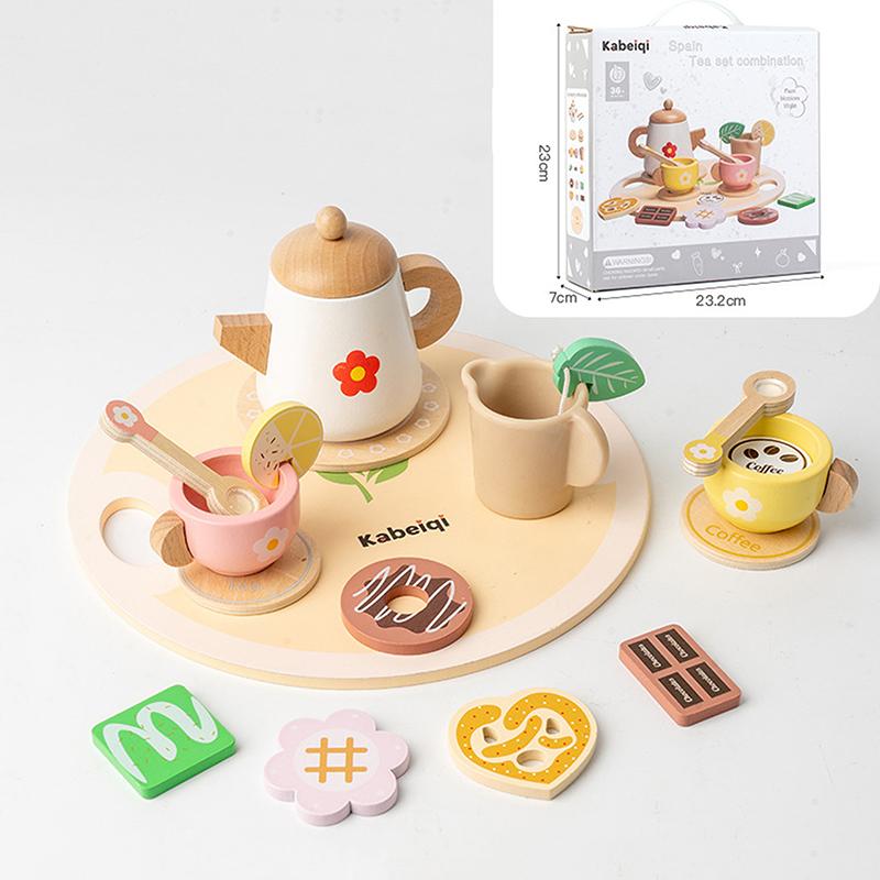 Wooden Tea Set For Little Girls Wooden Toys Toddler Tea Set Play Kitchen Accessories For Kids Pretend Play Food Tea Party Toys