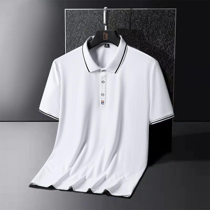 Letní ledová hedvábná polokošile Pánské polo tričko větší velikosti s krátkým rukávem Tričko s polovičním rukávem středního věku