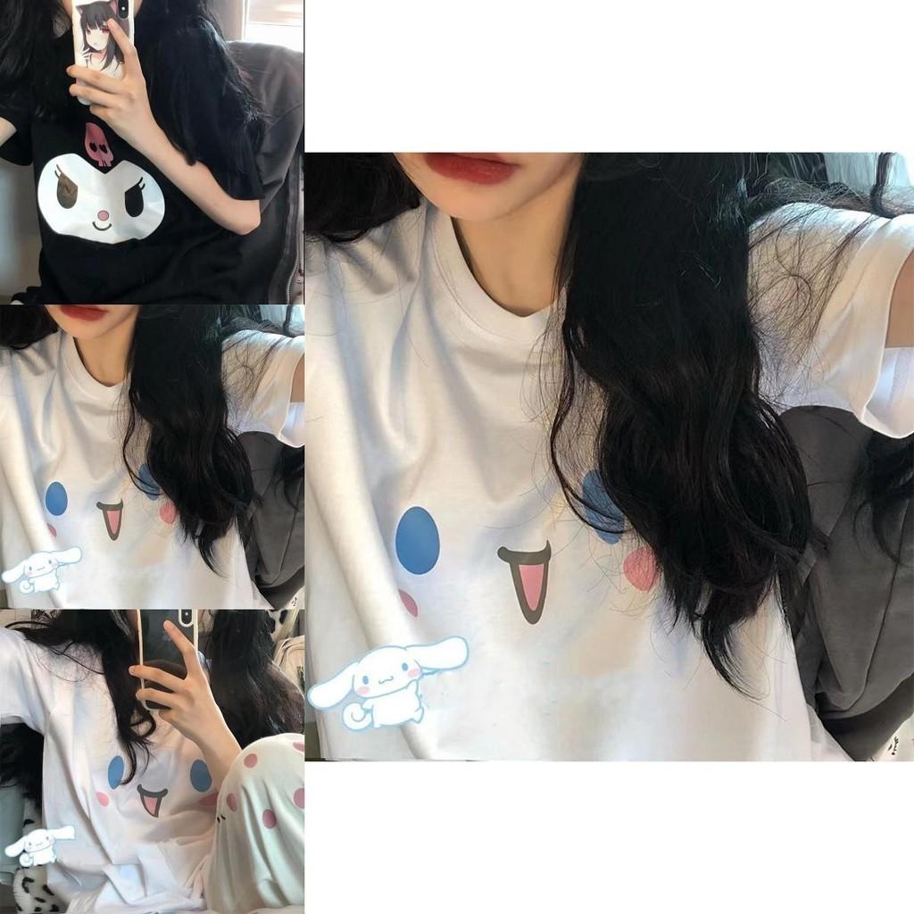 Kuromi Girl T-shirt With My Melody Print Kawaii Sanrio Anime Blouse