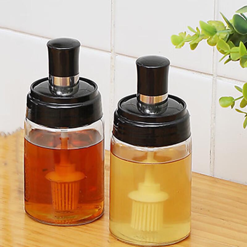 Fanshun Glass Seasoning Bottle Set with Brushes (5-Pack)