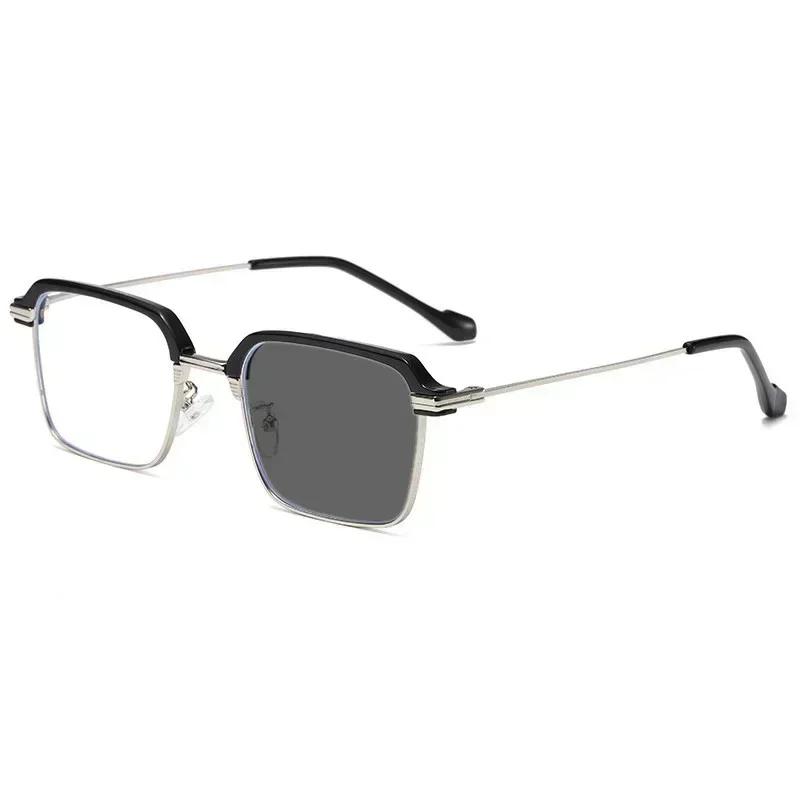 Photochromic Reading Glasses Man Fashion Classic Metal Frame Presbyopic Eyewear Woman Anti Blue Light Far Sight Eyeglasses