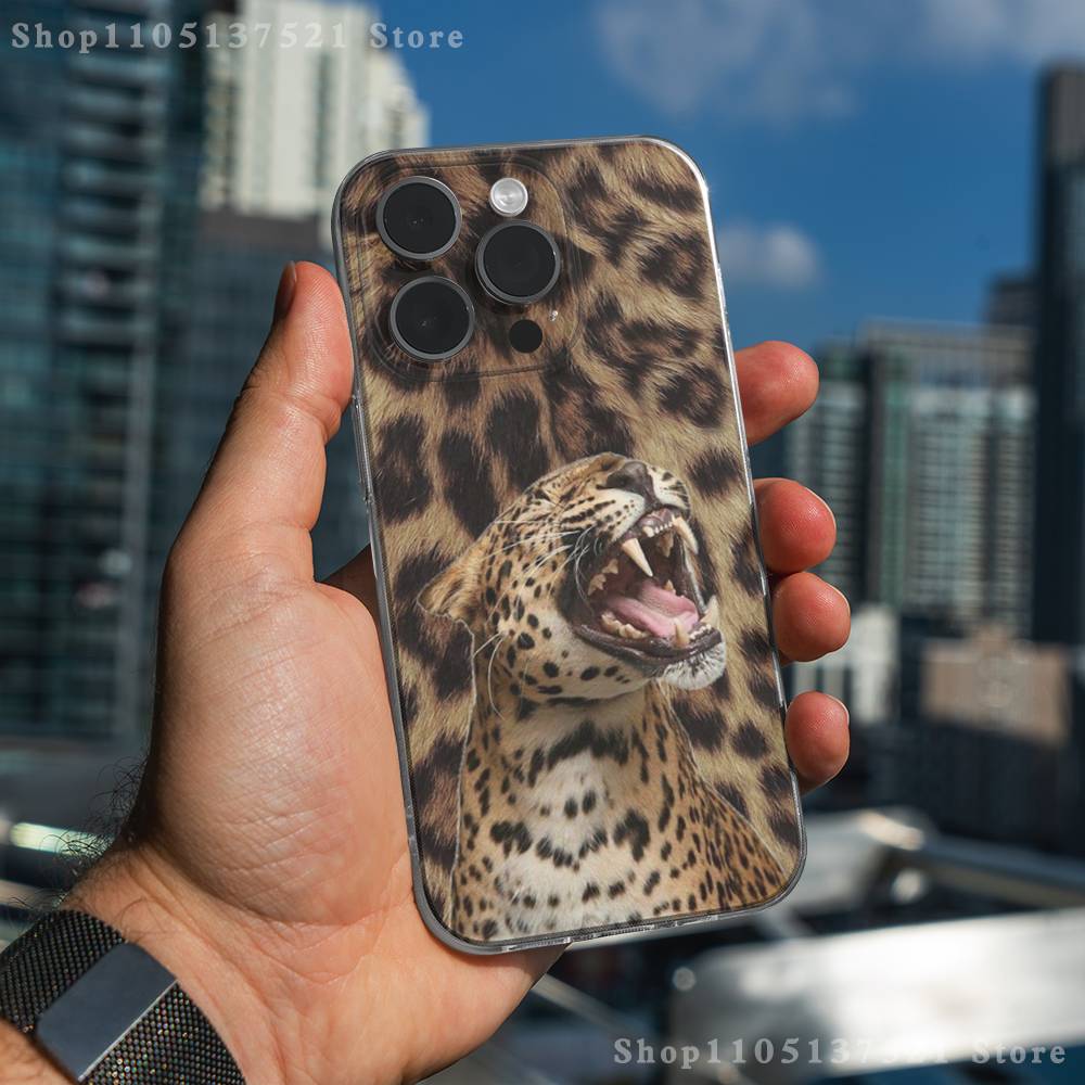 Cool Leopard Leopard Print Phone Case For iPhone 17,16,15,14,13,12,11 Pro,Max,Plus,XR,Mini,E Clear Full-coverage Soft Cover
