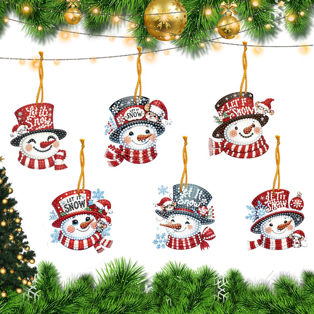 5/6Pcs Acrylic Special Shaped Christmas Theme Hanging Diamond Art Kits Rhinestone Diamond Art Window Pendants Bedroom Decoration