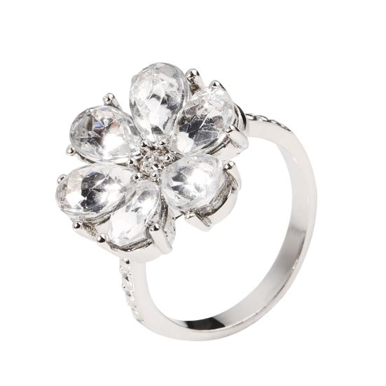 Damen-Legierungsring, modisch, für Damen, Hochzeit, bunte Blumen-Statement