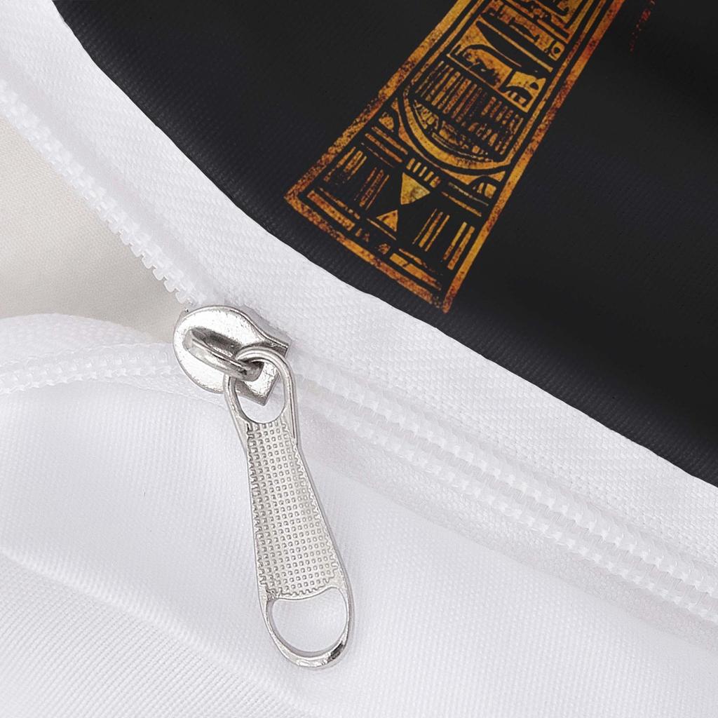 3-teiliges ägyptisches Ankh-Kreuz Bettbezug-Set Schwarz Gold Digitaldruck Polyester Bettwäsche mit Kissenbezügen Reißverschluss