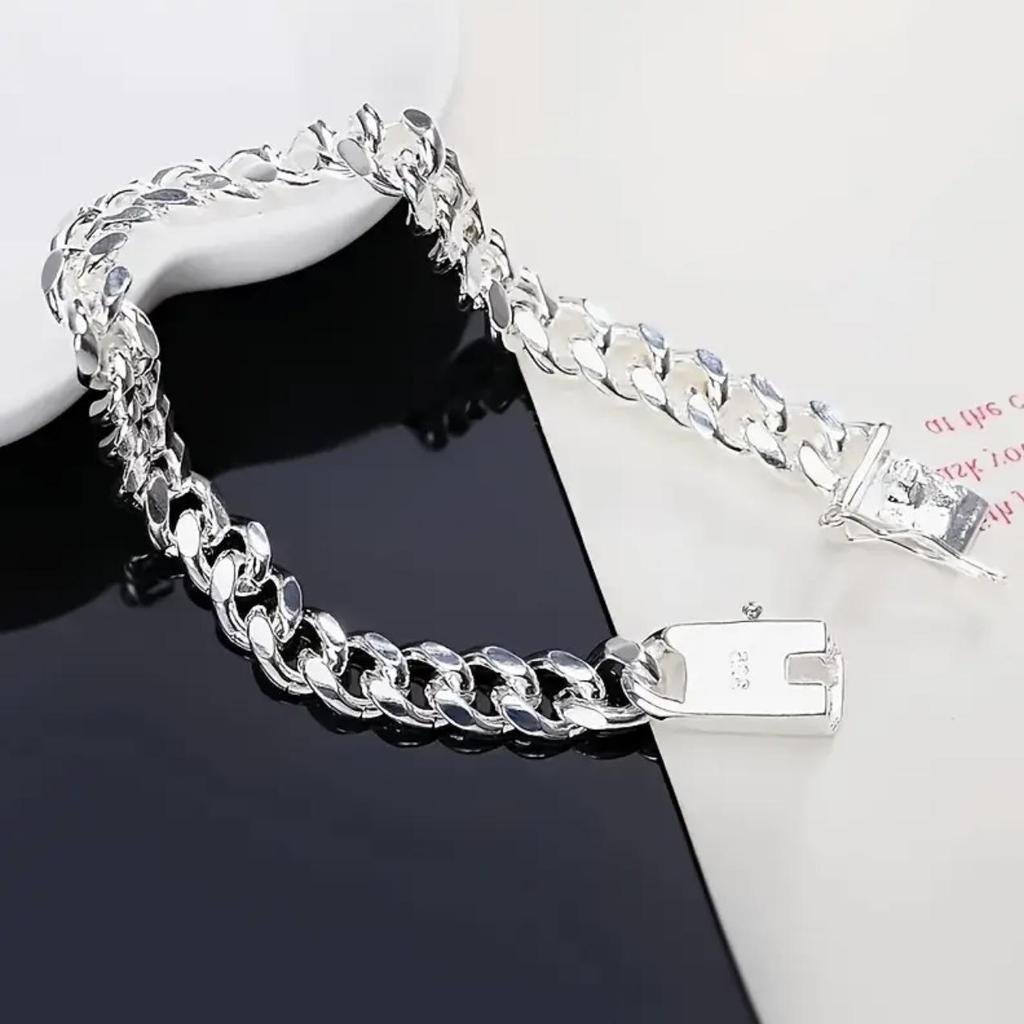 TEMU Europeisk og Amerikansk 10MM Cubansk Lenke Firkantspenne Armbånd for Menn