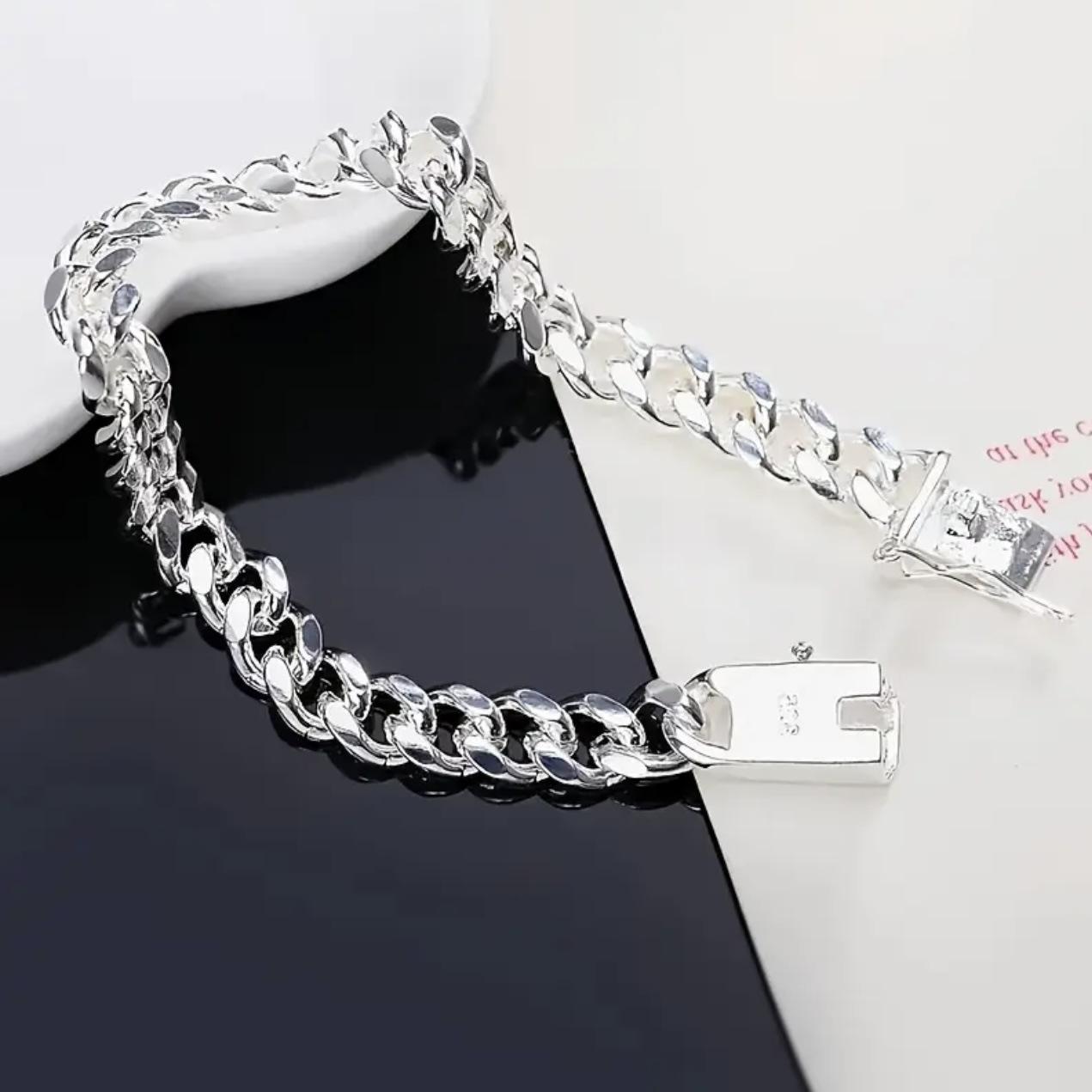 

TEMU Европейский и американский 10-мм кубинский браслет-цепочка с квадратной пряжкой для мужчин