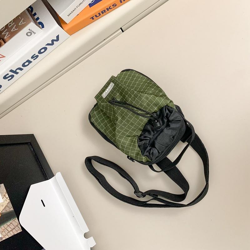 Men's and women's small satchel, functional trendy brand, mobile phone drawstring, small bag, earphone bag, boys' messenger bag, shoulder backpack