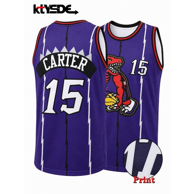Gorąca Wyprzedaż Retro Carter 15 Raptors Czarny Błyskawica Nadruk Koszulka Streetwear Fan Koszulka Bez Rękawów Koszykówka Mężczyźni i Dzieci