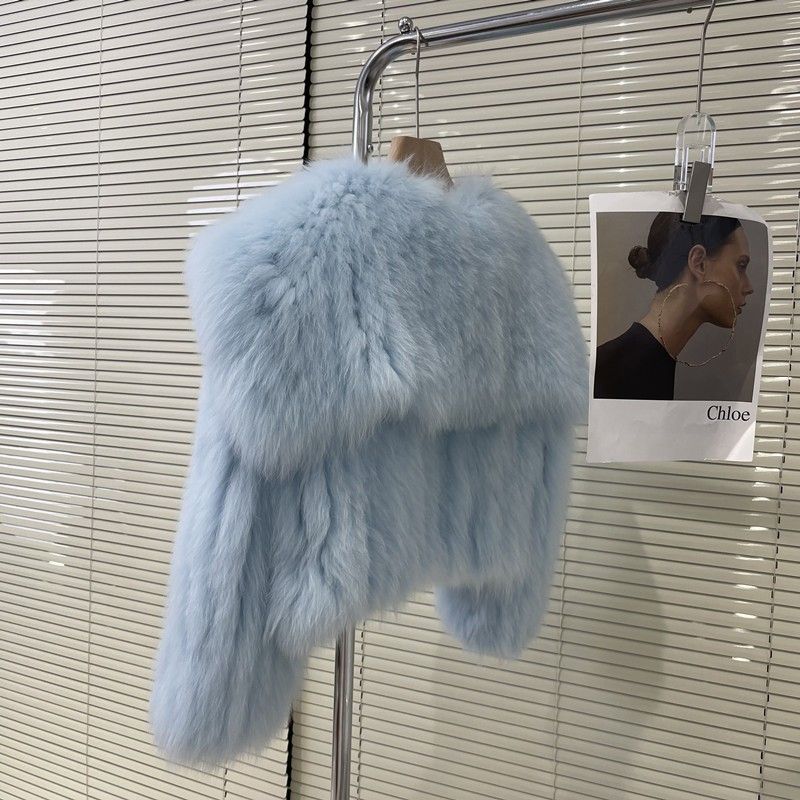 

Imitation fox fur jacket small woven jacket imitation Rex rabbit fur green long hair winter clothing S