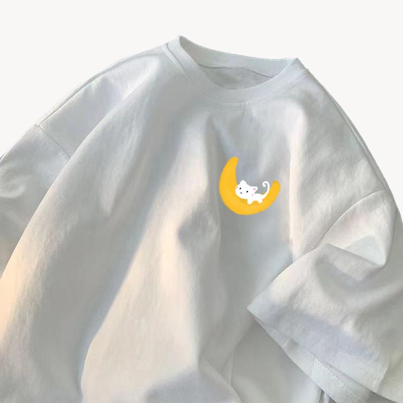 Cotton Short-sleeved T-shirt Female Summer Korean Version of The Loose Round Neck Printed Tops Trend Women's