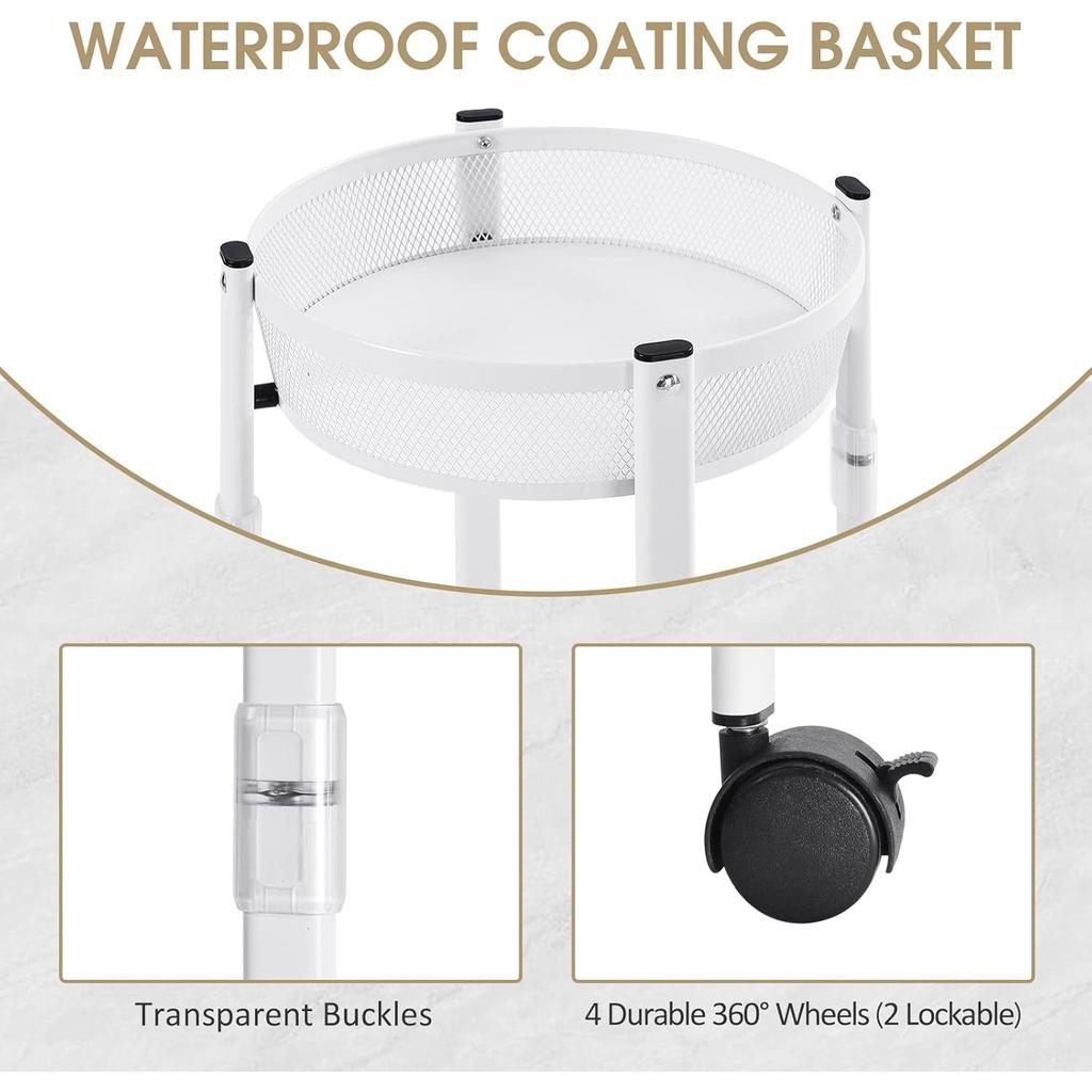 3-Tier Metal Storage Rolling Cart, Collapsible Utility Cart, No Assemble, Multifunction Serving Organizer Trolley with Lockable Wheels for Kitchen