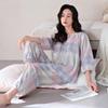Damen Karo 3/4 Ärmel Pyjama Set