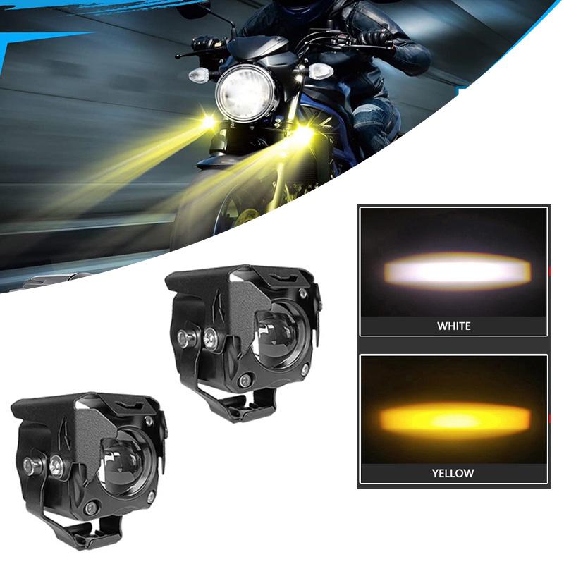 2 stücke Universal Motorrad LED Scheinwerfer Scheinwerfer Nebel Licht 20W 5000 Lms LED Scheinwerfer Dual Farbe Weiß Gelb