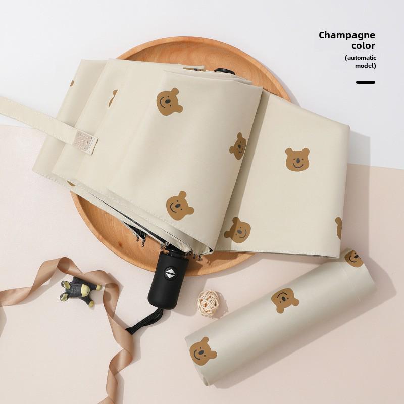 

Складной зонт с защитой от ультрафиолета из мультфильма: Двойное назначение: Солнце и дождь с рисунком медведя