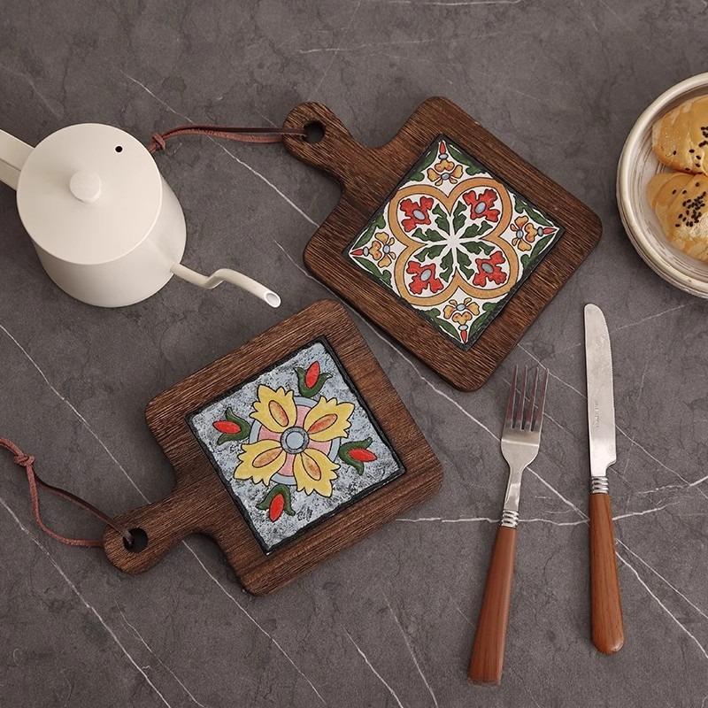 Kitchen Insulation Pot Mat Retro Home Dining Cup Mat Clay Pot High Temperature Resistant Kitchen Table Mat Storage Organization