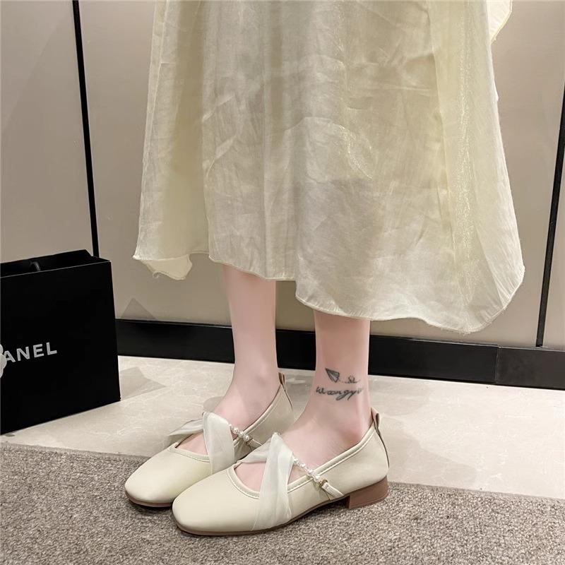 Mary Jane Fairy with Skirt Small Leather Single Shoes Girl 2025 New Spring and Autumn Evening Breeze Gentle Thick Heel Grandma Ladyshoes