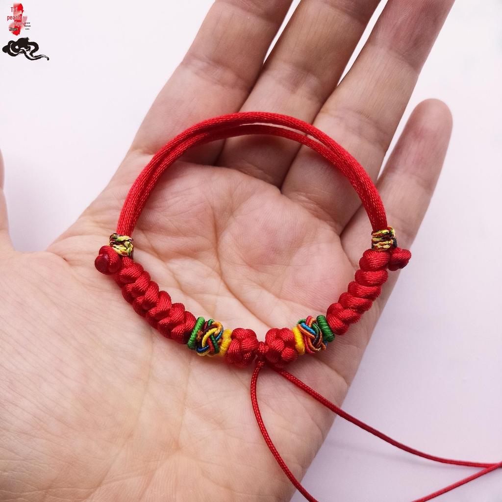 Unisex Baby Colorful Red Rope Anklet Bracelet with Gold, Silver & Jade Charms