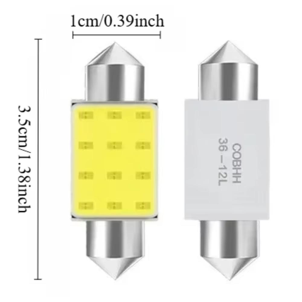C5W C10W LED Bulb 12V COB 7000K White Festoon 31-42mm Car Interior Dome Trunk License Plate Lights