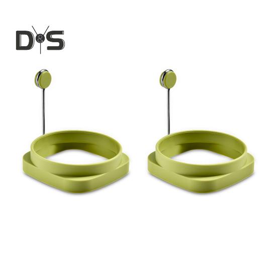 

2 шт., силиконовая форма для приготовления омлета, гибкая, прочная, высокотемпературная изолированная форма с ручкой для кухни, ресторана, жарки яиц 2pcs светло-зеленый