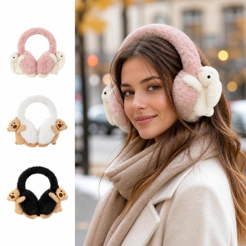3D Plush Earmuffs Fluffy Faux Fur Ear Warmers Kawaii Windproof Ear Covers  For Women