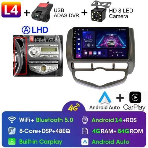 Android 14 Radio For Honda JAZZ City 2002 2003 2004 2005-2007 Car Stereo Multimedia Player Carplay Auto GPS Navigation 2DIN DSP