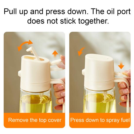 Glass Oil Sprayer for Kitchen, 2 In 1 Olive Oil Mister Bottle with Pour Spout, Adjustable Fine Mist Spray for Cooking BBQ