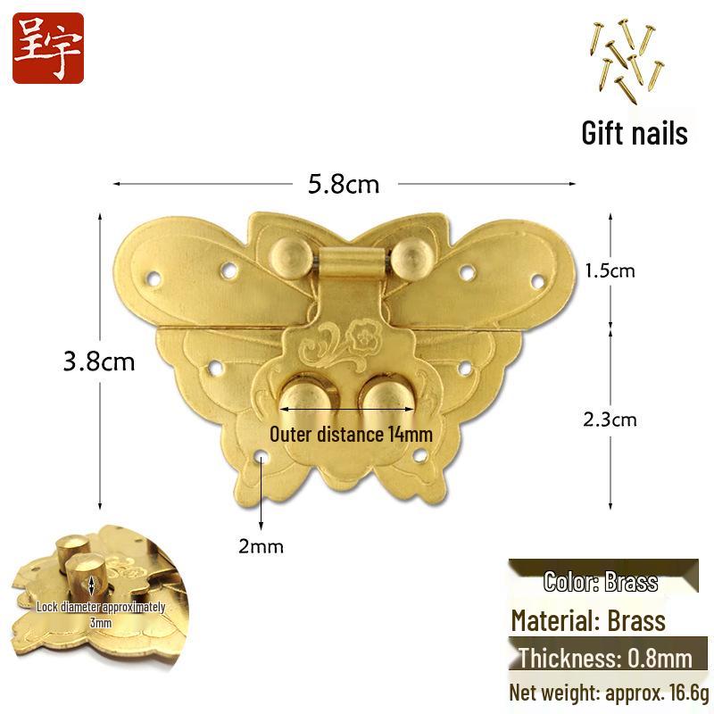 Retro Wooden Box Butterfly Buckle Padlock