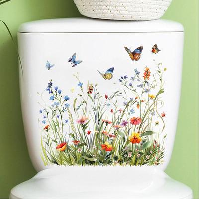 Květinové Toaletní samolepky Samolepky na stěnu Butterfly Samolepící Malba na lednici Odnímatelná dekorativní samolepka