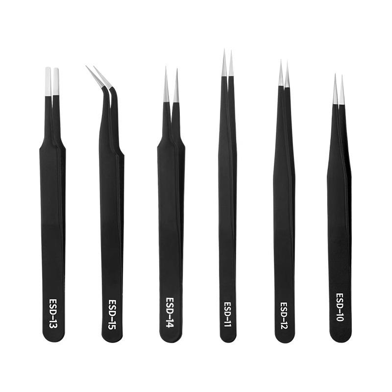 Bao Lian Anti-static Stainless Steel Tweezers - Bent Tip & Fine Pointed Tip for Precision Bird's Nest Hair & Blackhead Removal