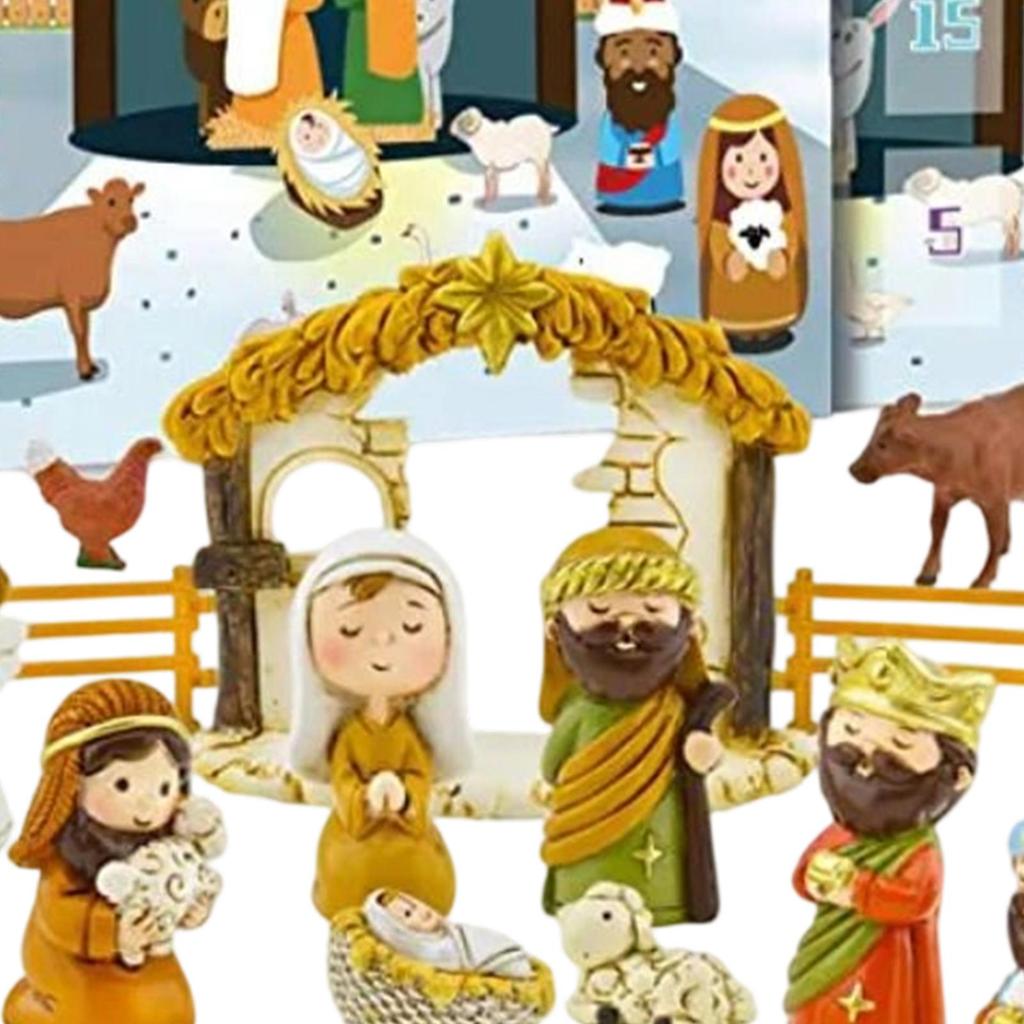 Christmas Advent Nativity Scene Religious Calendar 24 Days Christmas Nativity Scene Set Miniature Nativity Scene Ornament