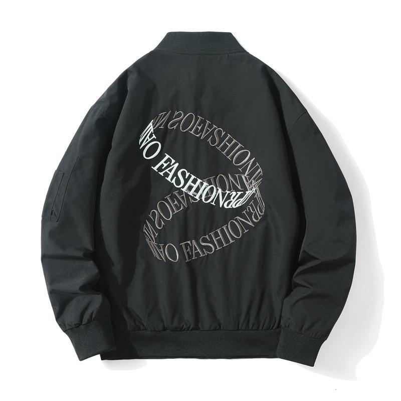 Autumn and Winter American Embroidery Thickened Cotton-padded Clothes Wind Loose Baseball Cotton-padded Clothes Bomber Jacket Men and Women Couple