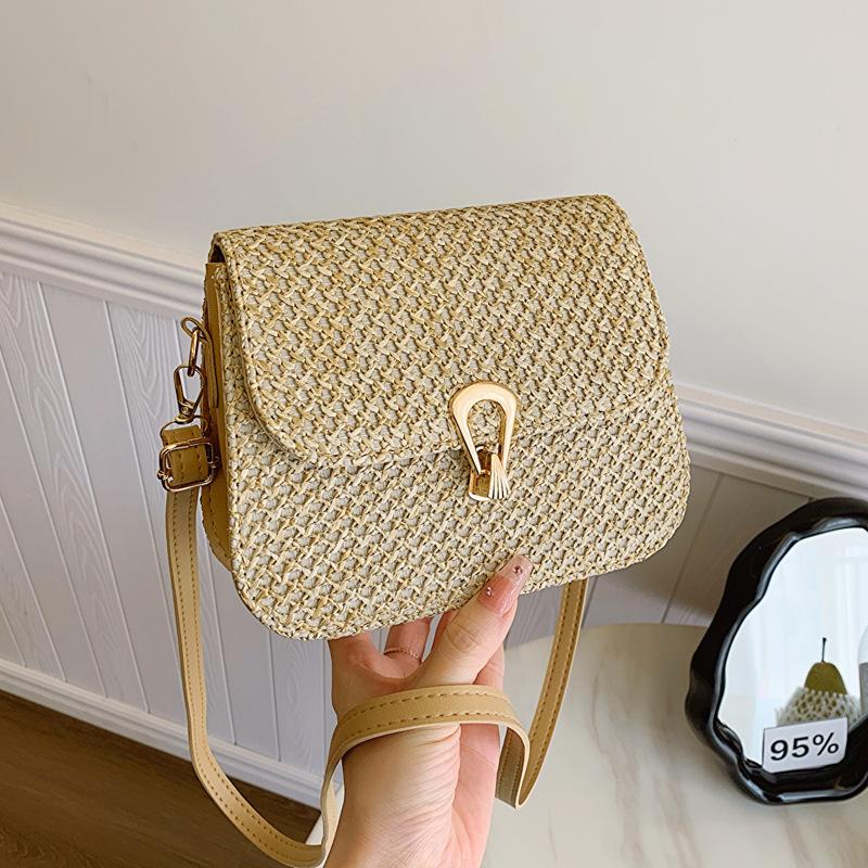 Woven Fashion Spring Versatile Shoulder Messenger Bag Lock Foreign Style Small Square Bag